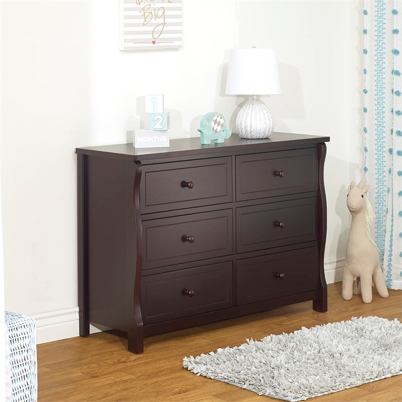 Bowery Hill Contemporary Wood Double Dresser in Espresso Finish
