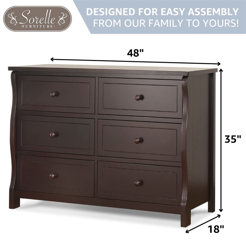 Bowery Hill Contemporary Wood Double Dresser in Espresso Finish