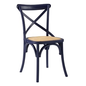 Bowery Hill 34. 5&quot Modern Wood Dining Side Chair in Midnight Blue
