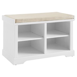 Bowery Hill Transitional Wood Entryway Storage Bench in White
