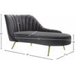 Bowery Hill Contemporary Upholstered Velvet Chaise in Gray Finish