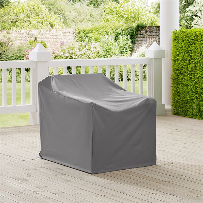 Bowery Hill Contemporary Patio Polyester Fabric Chair Cover in Gray