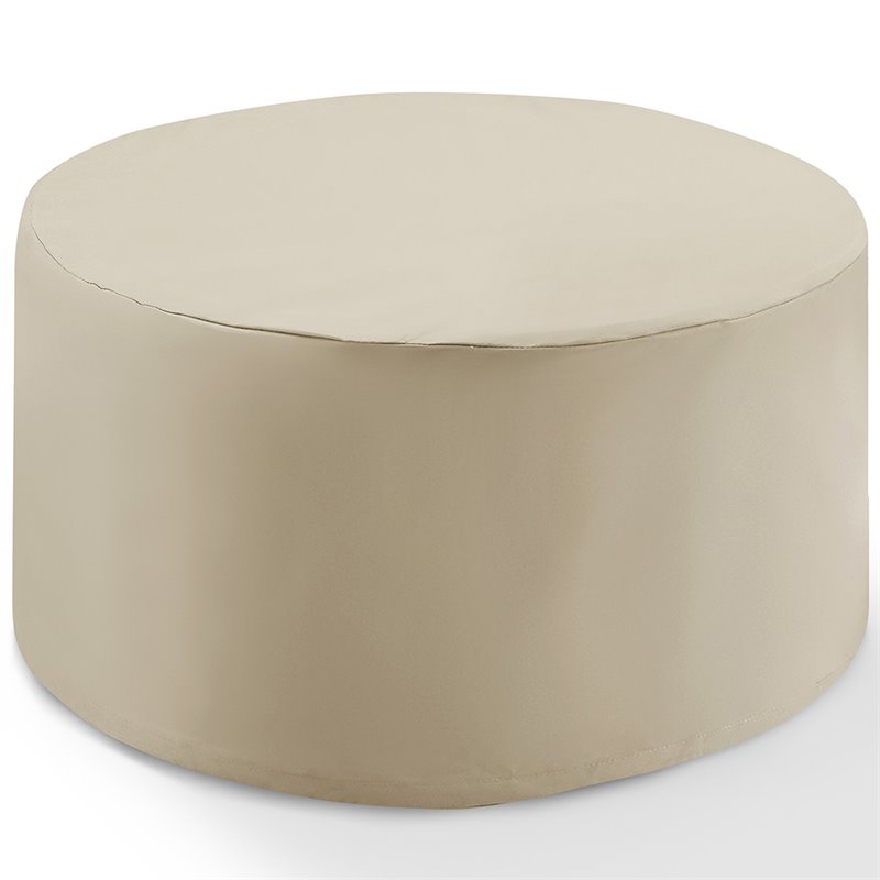 Bowery Hill Contemporary Fabric Round Patio Coffee Table Cover in Tan