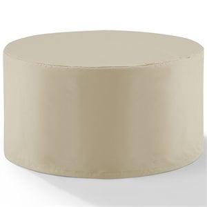 Bowery Hill Contemporary Fabric Round Patio Coffee Table Cover in Tan