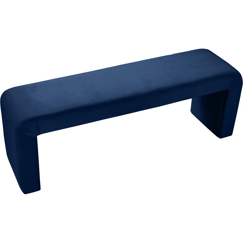 Bowery Hill Contemporary Upholstered Velvet Bench in Navy Finish
