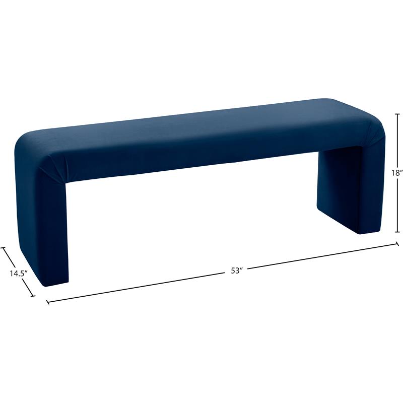 Bowery Hill Contemporary Upholstered Velvet Bench in Navy Finish