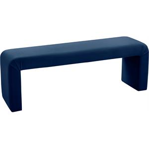 Bowery Hill Contemporary Upholstered Velvet Bench in Navy Finish