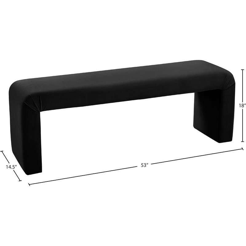 Bowery Hill Contemporary Upholstered Velvet Bench in Black Finish
