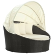 Bowery Hill Rattan Weave/Aluminum Canopy Patio Daybed in Espresso/White