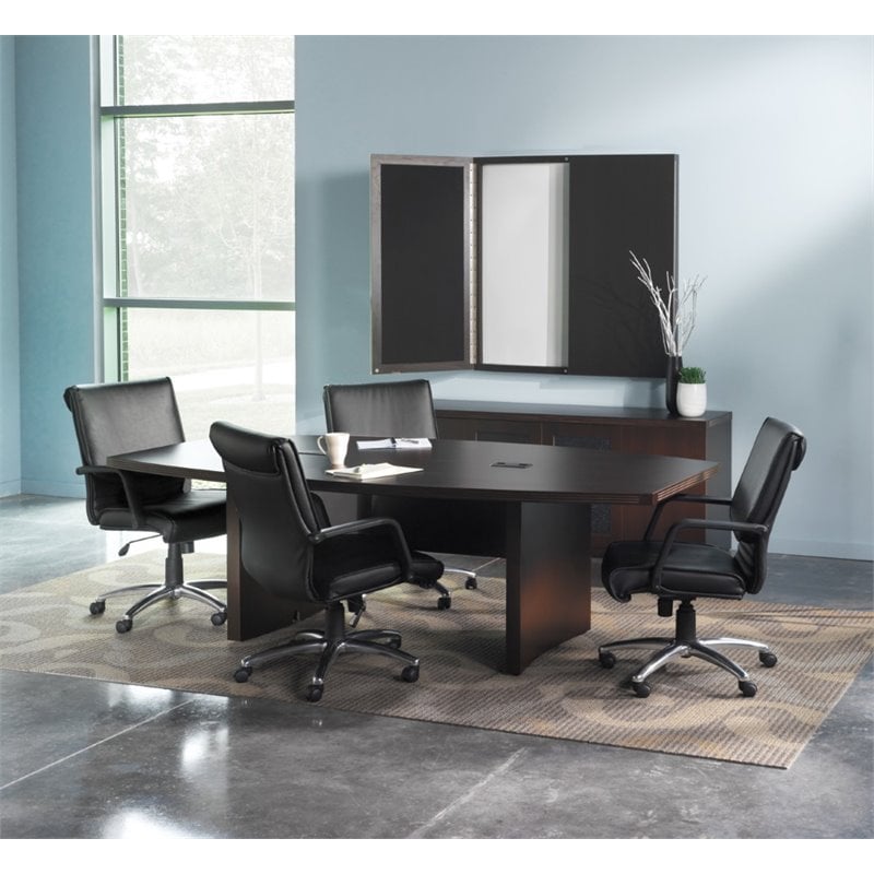 Bowery Hill 8' Boat Shaped Conference Table with Slab Base in Mocha