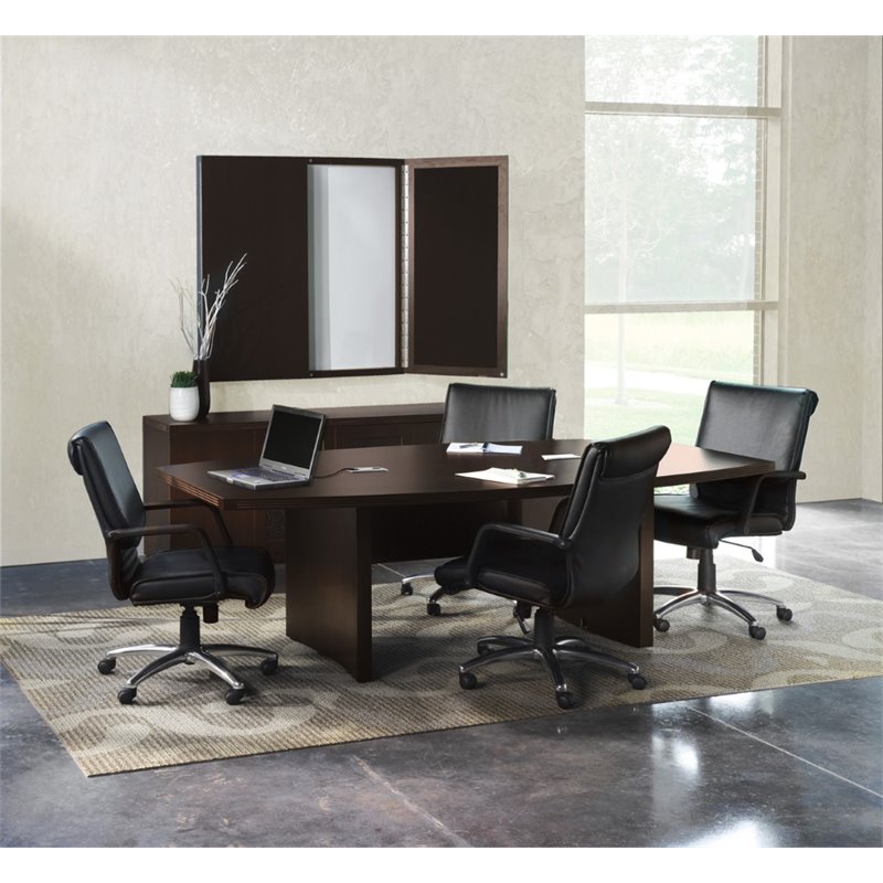 Bowery Hill 8' Boat Shaped Conference Table with Slab Base in Mocha