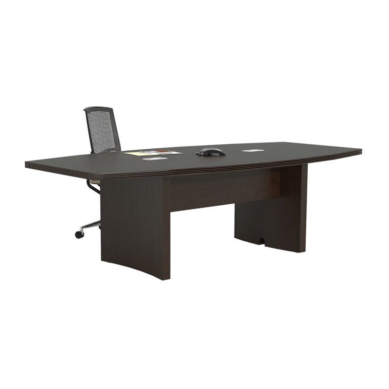 Bowery Hill 8' Boat Shaped Conference Table with Slab Base in Mocha