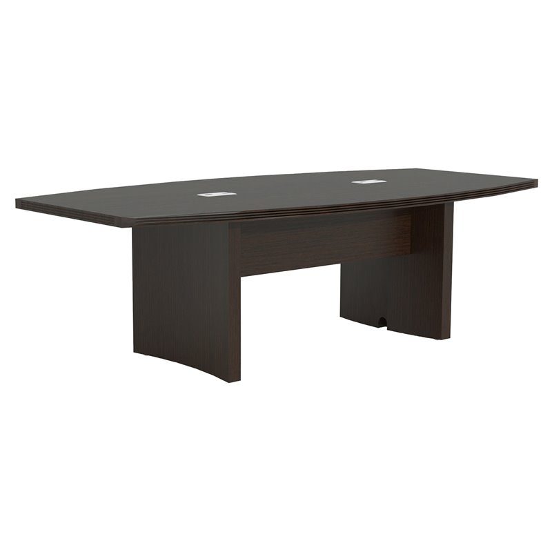 Bowery Hill 8' Boat Shaped Conference Table with Slab Base in Mocha