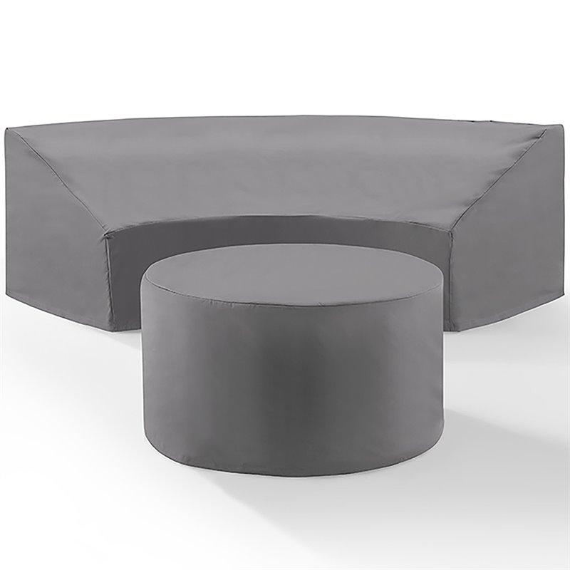 Bowery Hill 2 Piece Patio Vinyl Sectional Sofa Cover Set in Gray