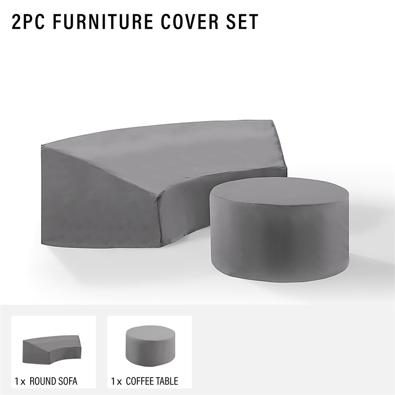 Bowery Hill 2 Piece Patio Vinyl Sectional Sofa Cover Set in Gray