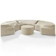 Bowery Hill 4Pc Vinyl Curved Sectional Sofa Cover Set in Tan