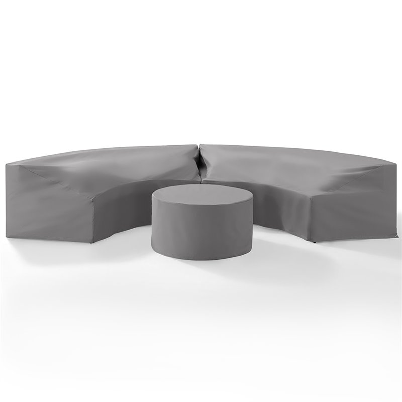 Bowery Hill 3Pc Patio Vinyl Sectional Sofa Cover Set in Gray