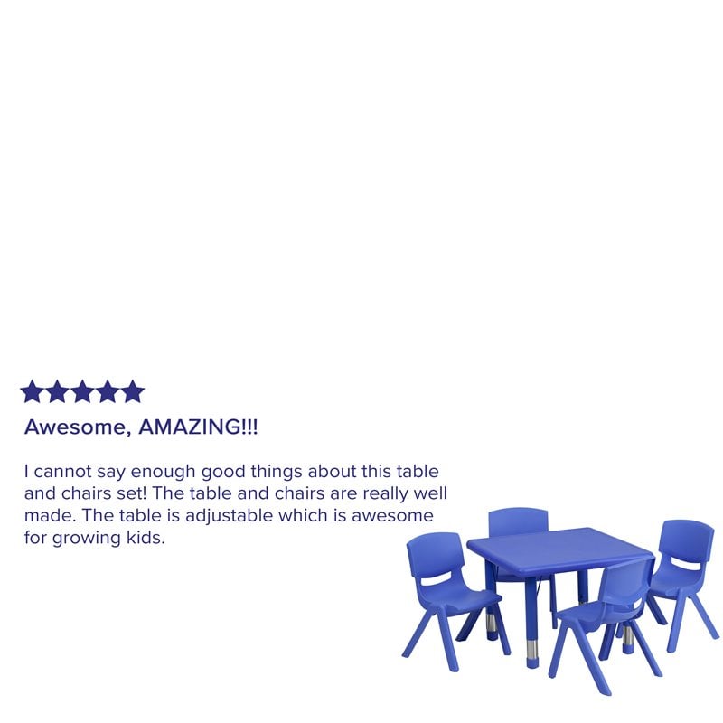 Bowery Hill 5 Piece Square Adjustable Activity Table Set in Blue