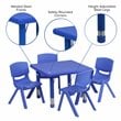 Bowery Hill 5 Piece Square Adjustable Activity Table Set in Blue