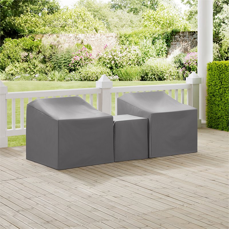 Bowery Hill 3 Piece Patio Vinyl Conversation Cover Set in Gray