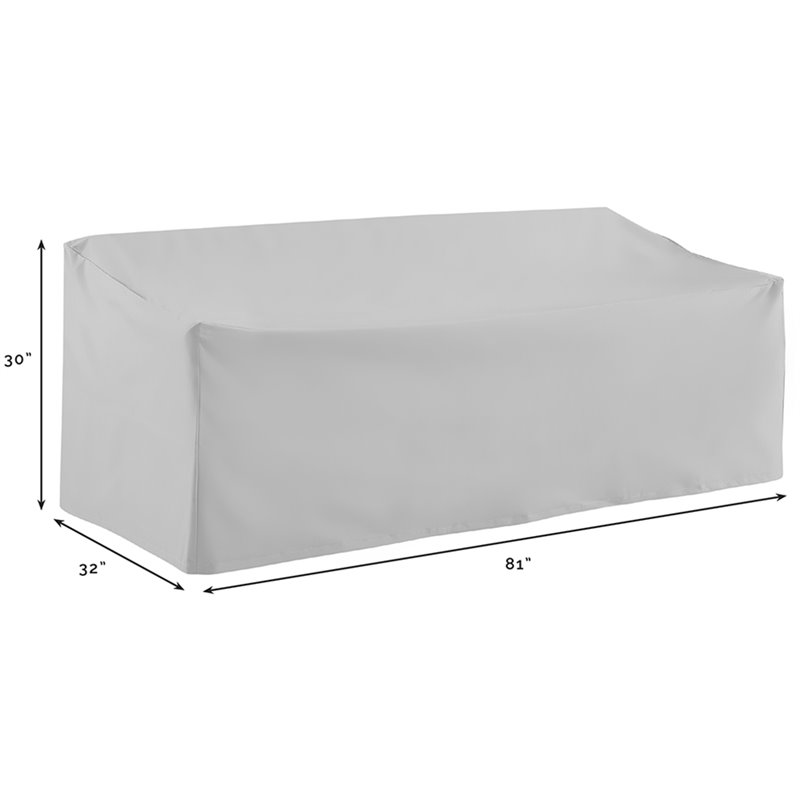 Bowery Hill Contemporary 3 Piece Patio Vinyl Sofa Cover Set in Gray