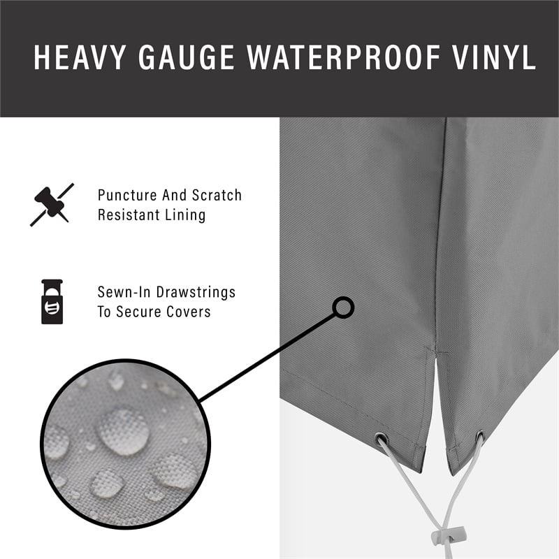 Bowery Hill Contemporary 3 Piece Patio Vinyl Sofa Cover Set in Gray