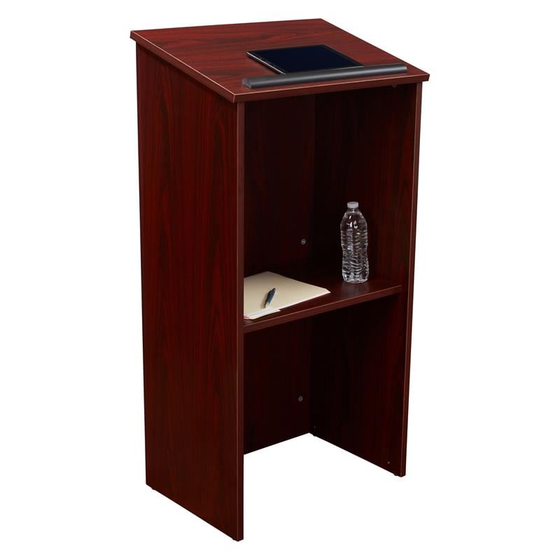 Bowery Hill Contemporary Wood Full Floor Lectern in Mahogany