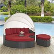 Bowery Hill Aluminum Rattan Fabric Patio Daybed in Canvas/Red