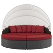 Bowery Hill Aluminum Rattan Fabric Patio Daybed in Canvas/Red