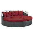 Bowery Hill Aluminum Rattan Fabric Patio Daybed in Canvas/Red
