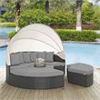 Bowery Hill Aluminum Rattan Fabric Patio Daybed in Canvas/Gray