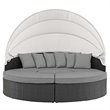 Bowery Hill Aluminum Rattan Fabric Patio Daybed in Canvas/Gray
