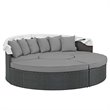 Bowery Hill Aluminum Rattan Fabric Patio Daybed in Canvas/Gray