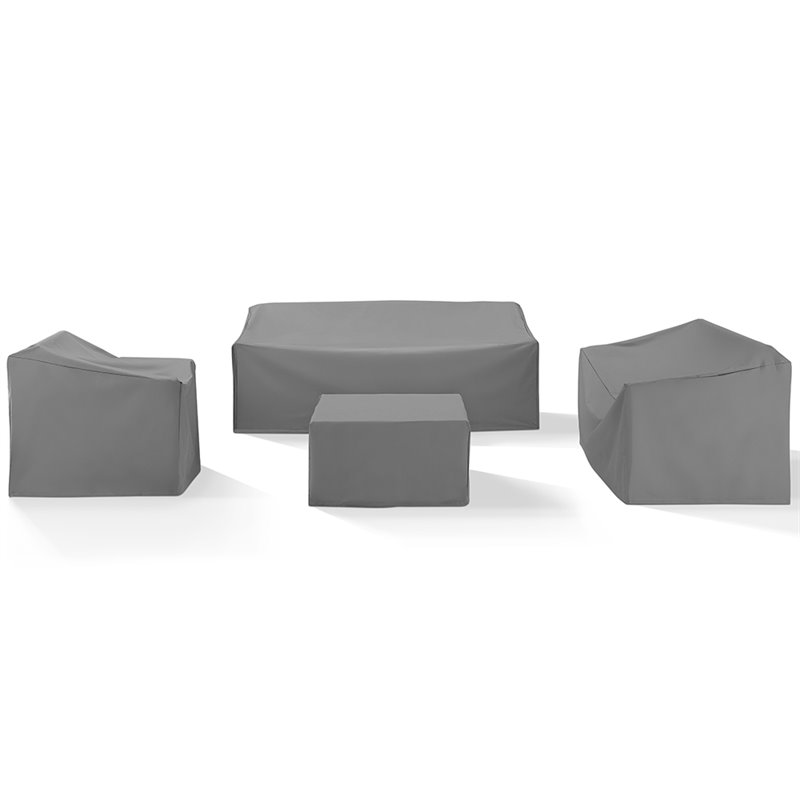 Bowery Hill Contemporary 4 Piece Patio Vinyl Sofa Cover Set in Gray