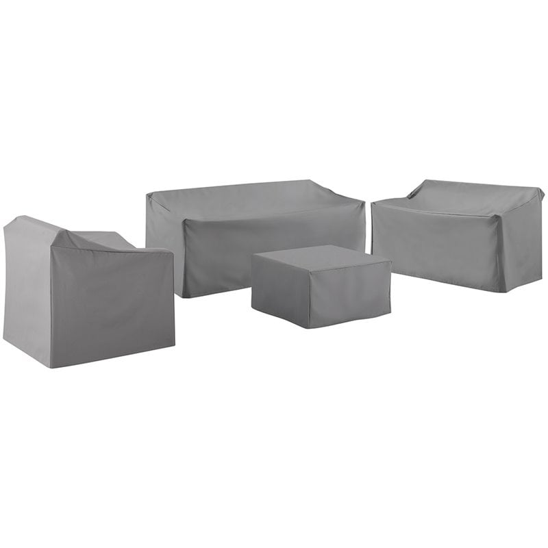 Bowery Hill Contemporary 4 Piece Patio Vinyl Sofa Cover Set in Gray