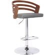 Bowery Hill Adjustable Metal & Faux Leather Bar Stool in Gray/Chrome