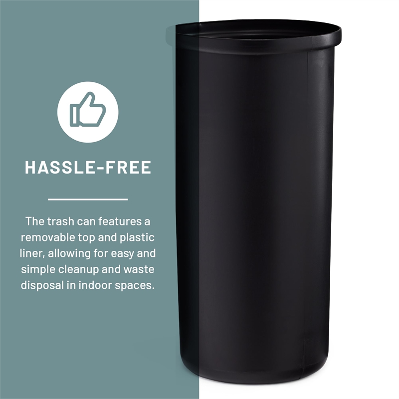 Bowery Hill Open Top Trash Receptacle with Liner 9921BL Black