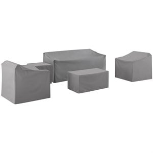 Bowery Hill Contemporary 5 Piece Patio Vinyl Sofa Cover Set in Gray