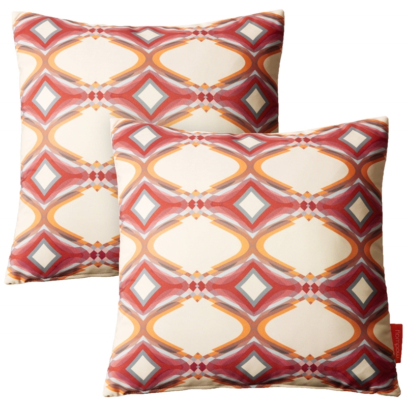Bowery Hill 2-Piece Polyester Fabric Outdoor Patio Pillow Set in Repeat