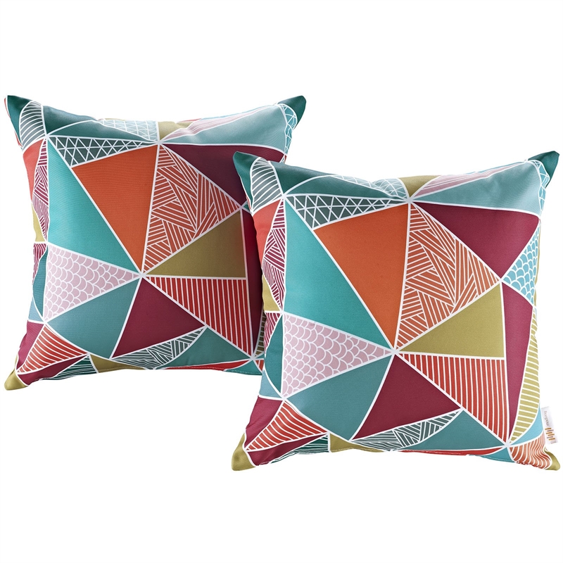 Bowery Hill Modern Polyester Fabric Outdoor Patio Single Pillow in Mosaic