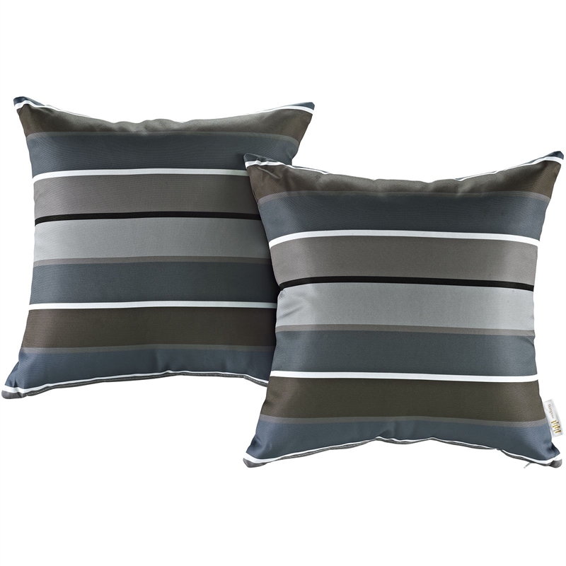 Bowery Hill Modern Polyester Fabric Outdoor Patio Single Pillow in Stripe