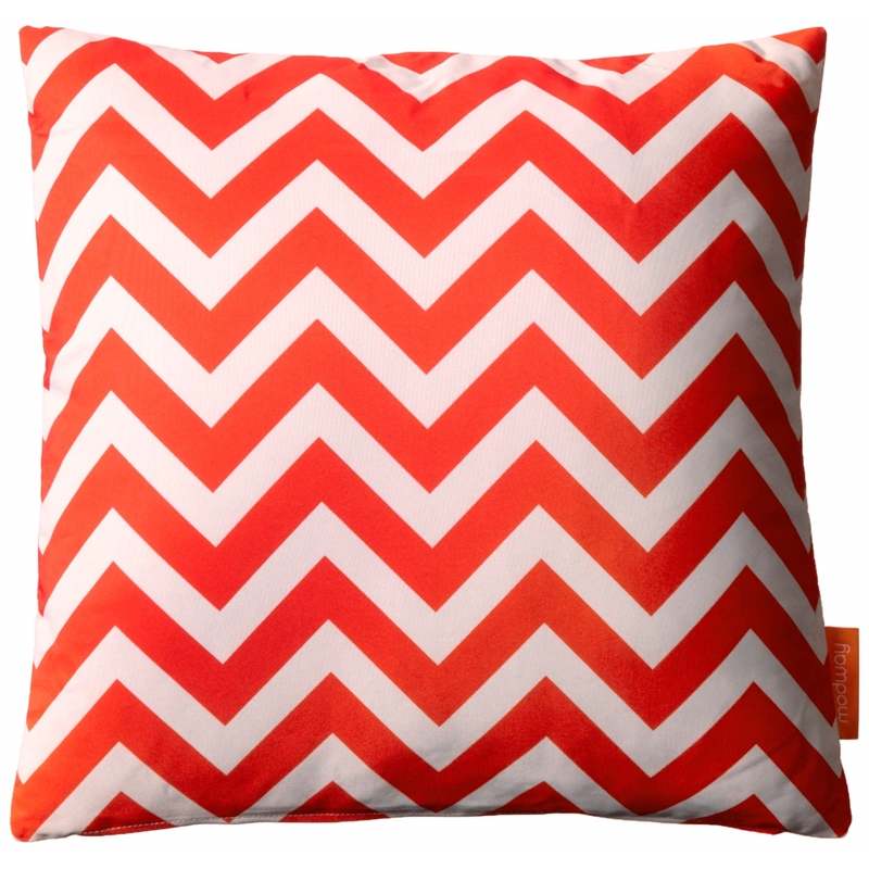 Bowery Hill Modern Polyester Fabric Outdoor Patio Single Pillow in Chevron