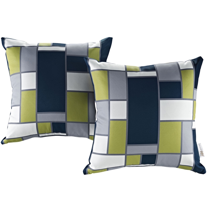 Bowery Hill Modern Polyester Fabric Outdoor Patio Single Pillow in Multi-Color
