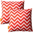 Bowery Hill 2-Piece Polyester Fabric Outdoor Patio Pillow Set in Chevron Orange