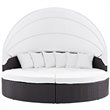 Bowery Hill Canopy Aluminum and Rattan Patio Daybed in White/Espresso
