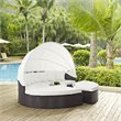 Bowery Hill Canopy Aluminum and Rattan Patio Daybed in White/Espresso