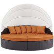 Bowery Hill Canopy Aluminum and Rattan Patio Daybed in Orange/Espresso