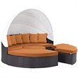 Bowery Hill Canopy Aluminum and Rattan Patio Daybed in Orange/Espresso