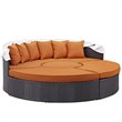 Bowery Hill Canopy Aluminum and Rattan Patio Daybed in Orange/Espresso