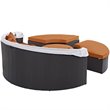 Bowery Hill Canopy Aluminum and Rattan Patio Daybed in Orange/Espresso
